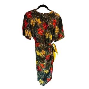 Vintage GILLIAN 100% SILK Floral Abstract Faux Wrap Dress | Size 6